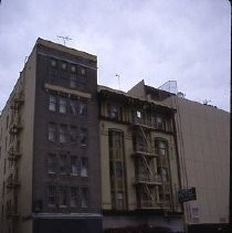 Views of redevelopment sites showing hotels, theaters, restaurants and other businesses. This view shows the Shasta Hotel at 1021 10th Street
