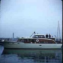 Slides of California Historical Sites. Power launch taking group to Angel Island, Calif