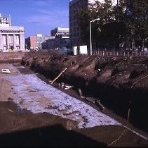 View of the construction for the Liberty House Department Store in the Downtown Plaza on K Street also known as the K Street Mall