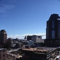 Views of the Sacramento Housing and Redevelopment Agency (SHRA) projects. This view is the demolition site for the new central library at 8th street between I and J Streets