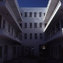 Old Sacramento. View of the Clarendon House apartment building on the corner of Second and L Streets