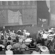 Fallon House, theater, patrons watching a play, 1945