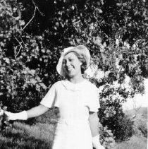 Woman posing outdoors