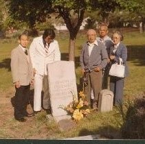 Tule Lake Linkville Cemetary Project: A Group of JACLers Pose by Memorial Grave Marker