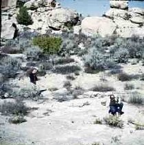 Slides of California Historical Sites. James Warren and Jack Dyson at Indian site, San Carlos Pass, Riverside County, Calif