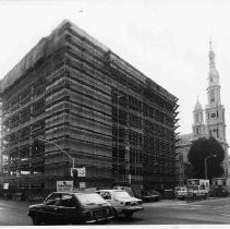 Construction in progress for a building along 11th and J Streets