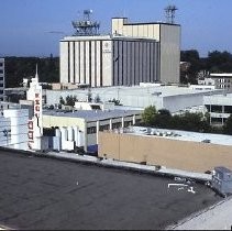 Demolition site at K and L, 12th and 13th Streets for the new Hyatt Hotel in 1984. A State of California building and a public parking lot occupied the site