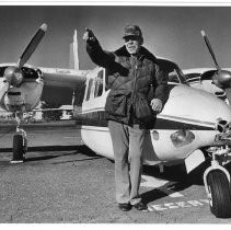 Pilot Karl Harder at Lincoln Airport, now Karl Harder Field