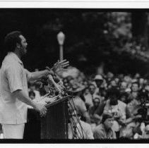 Jesse Jackson, the civil rights activist, founder of Rainbow/PUSH, and Baptist minister who ran for president in 1984 and 1988 and served as the first U.S. Shadow Senator from D.C. He is speaking at a rally at the Capitol in Sacramento