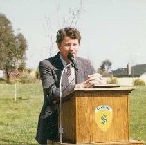 Walerga Park Plaque Dedication: Unidentified Speaker at Podium