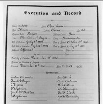 First Entry in Folsom Prison Death Book