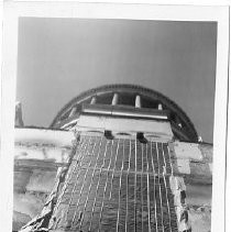 Exterior view of the California State Capitol showing the demolition of the apse or center section to make room for the Annex on the east side of the building