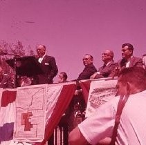 View of the festivities for the Sacramento Redevelopment Agency's groundbreaking ceremonies including speeches by local dignitaries