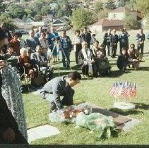 Tule Lake Linkville Cemetery Project 1989: Presentation of flowers to Memorial Marker