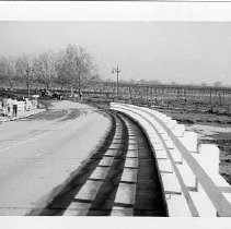 View shows the H Street Bridge two days after the American River overflowed its banks near the bridge in 1950