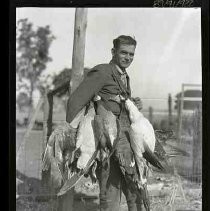 Man with dead geese