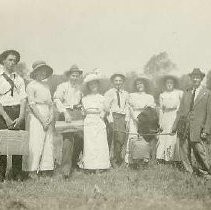 Group picnic pose near Sacramento River