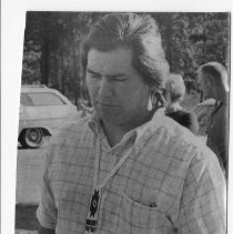 Mickey Gemmill before the opening in Burney of the trial of 11 Pitt Indians on trespassing charges. Mr. Gemmill is one of the defendants