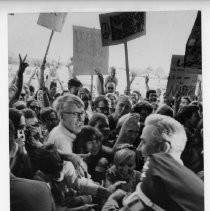 Presidential candidate Eugene McCarthy greeting supporters at the Hotel El Dorado