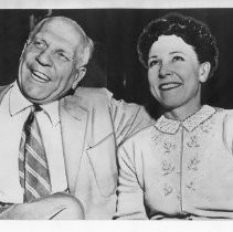 Goodwin Knight, Governor of California from 1953-1959. Here, he is laughing with his fiancee, Virginia Carlson