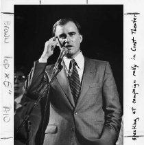 Edmund G. Brown Jr. speaking at campaign rally