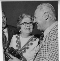 Eleanor M. Hicks (widow of former Sacramento Police Chief James V. Hicks) receives a plaque in his honor for his election to Hall of Fame
