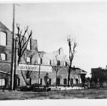 Exterior view of the damage done by the fire to the Weintstock, Lubin & Co. department store January 31,1903