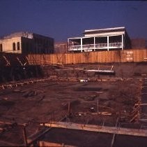 Old Sacramento. View of the Fratt Building under construction at 2nd and K Streets