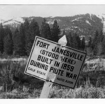 View of the sign for the site of Fort Janesville in Lassen County California. . California State Landmark #758, Lassen County