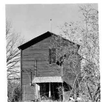 Rear view of unidentified building, probably fire house, Columbia, CA