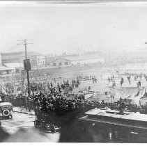 Exterior view of the "Unemployed Army" at the Southern Pacific Sand Lot in March, 1914