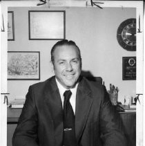 San Joaquin County Sheriff Frank Harty. Caption: "...up from the ranks"