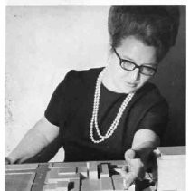 Barbara Crowell with new model of the proposed Sacramento Community Center