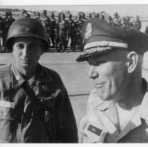 Lt. Gen. Roderic C. Hill (right) with Lt. Col. W.H. Derr, who both served with National Guard during Los Angeles Riots