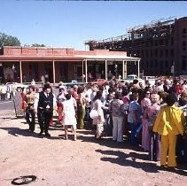 Old Sacramento. View of the groundbreaking for the Old School House Museum on the west side of Front at L Streets