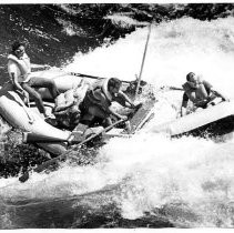 Rafters enjoy the whitewater rapids of the upper Stanislaus River