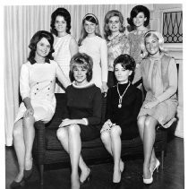 LADIES IN WAITING - Six of these comely young women are being groomed for competition in the1966 Miss Metropolitan Sacramento contest