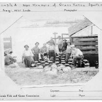 Photographs from Wild Legacy Book. "Members of Grass Valley Sportsmen's Club, Aug 1, 1925, [on back] planting fish"