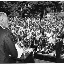 Barry Goldwater campaigning for Republican nomination for presidency in Sacramento