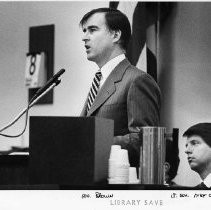 Gov. Edmund G. Brown Jr. speaking before microphone