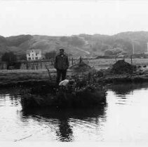 Photographs of landscape of Bolinas Bay. Bolinas Lagoon, archaeologists at work