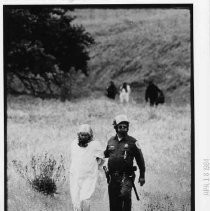Anti-nuclear weapons activist Shirley Burlingame is arrested