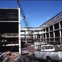 View of the construction site for Weinstock's Department Store on the K Street Mall or Downtown Plaza