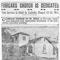 Newspaper ad on the dedication of St. Mel's