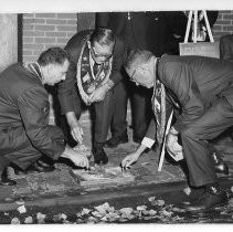 View of members of the Native Sons of the Golden West during the dedication ceremonies of their museum in 1967 at Columbia State Park in Columbia, California