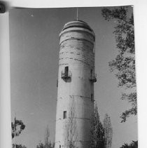 Exterior view of the old water tank on the State Fair Grounds. Erected in 1909, the tank held 500,000 gallons of water