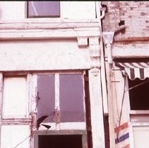 Old Sacramento historic district. View of the cast iron elements on the buildings in the district