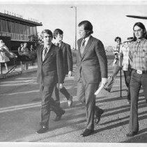 Senator Edward M. Kennedy, arriving in Sacramento for hearings/training on Indians