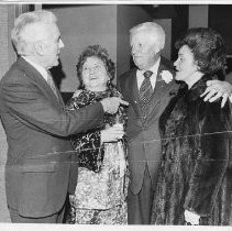 California State Senators Randolph Collier with his wife Barbara on the left and Alfred Alquist with his wife Mai on the right