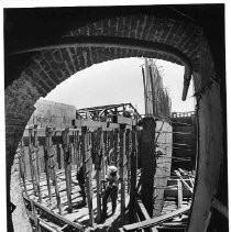 Workers are seen here continuing the work restoring the California State Capitol building